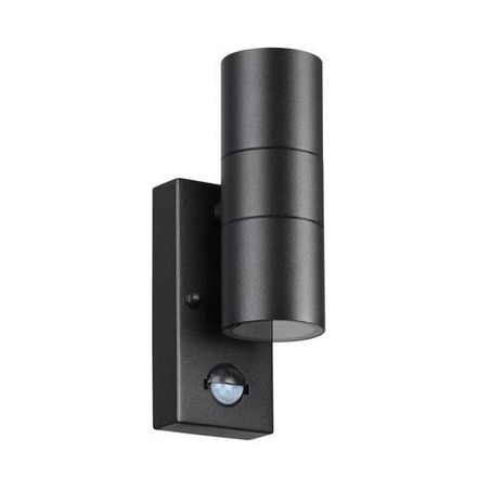 4389/2W HIGHTECH ODL23 000 черный/металл/пвх стойкий к УФ излучению Настенный светильник с датчиком движения IP44 LED GU10 14W MOTTO