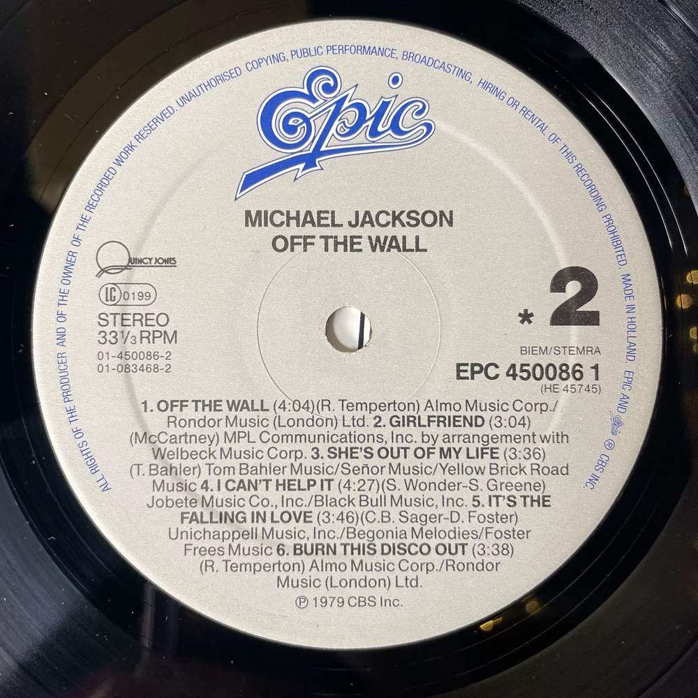 Винтажная виниловая пластинка LP Michael Jackson Off The Wall (Нидерланды 1986)