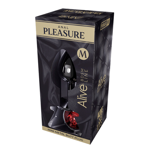 Анальная пробка 8см с красным кристаллом Cnex Alive Mini Metal Butt Red Size M