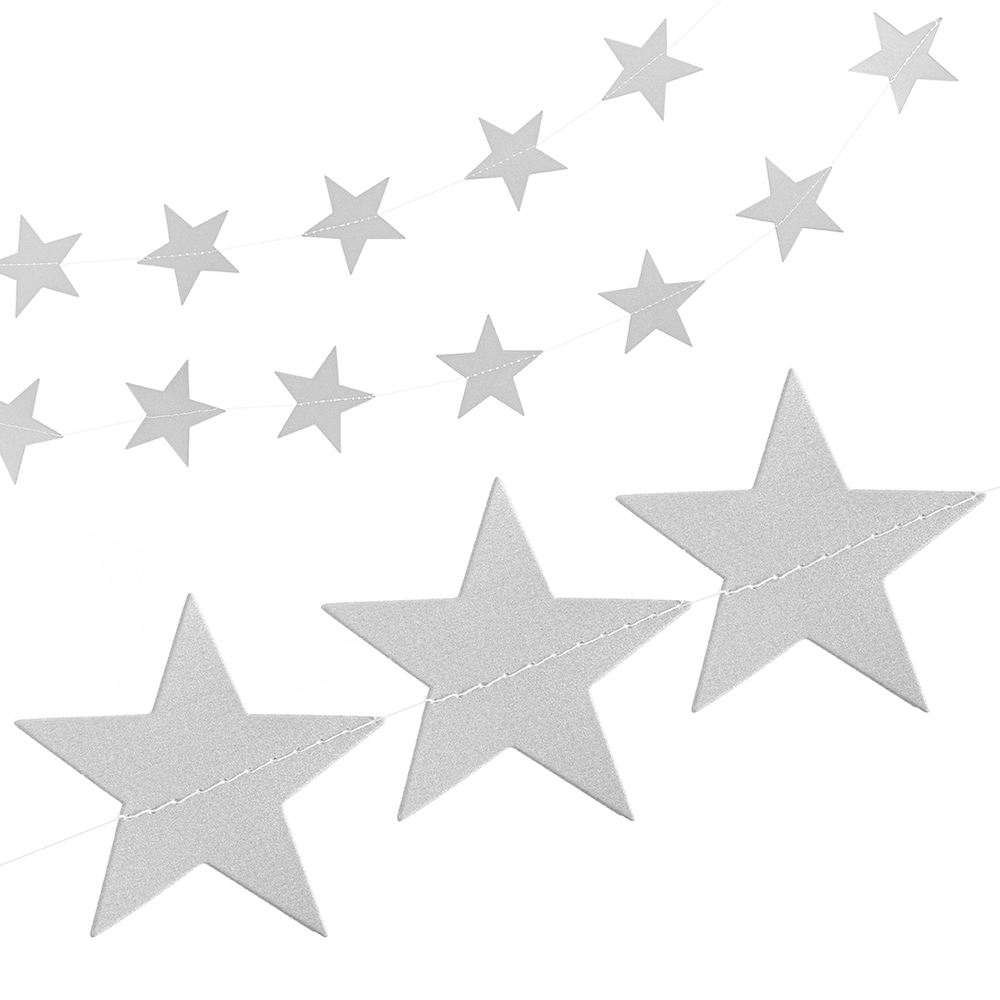 Гирлянда-подвеска Звезда, Серебро, 220 см, 6 см*20 шт