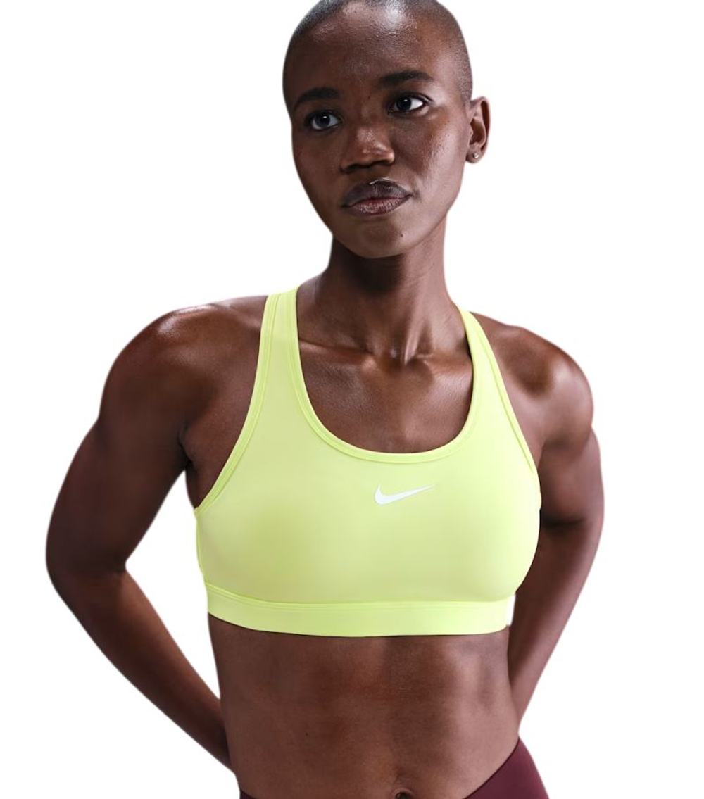Теннисный бюстгальтер Nike Swoosh Medium Support Non-Padded Sports - light lemon twist/stone mauve/white