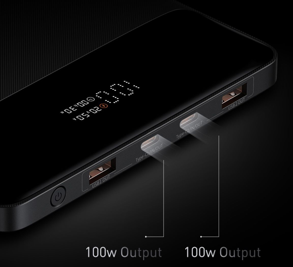 Внешний аккумулятор повербанк чёрный Power Bank 20000mAh 100W BASEUS PPBLD100-X