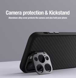 Чехол от Nillkin из арамидного волокна для iPhone 14 Pro, серия CarboProp Magnetic Case, с поддержкой MagSafe и металлической откидной крышкой