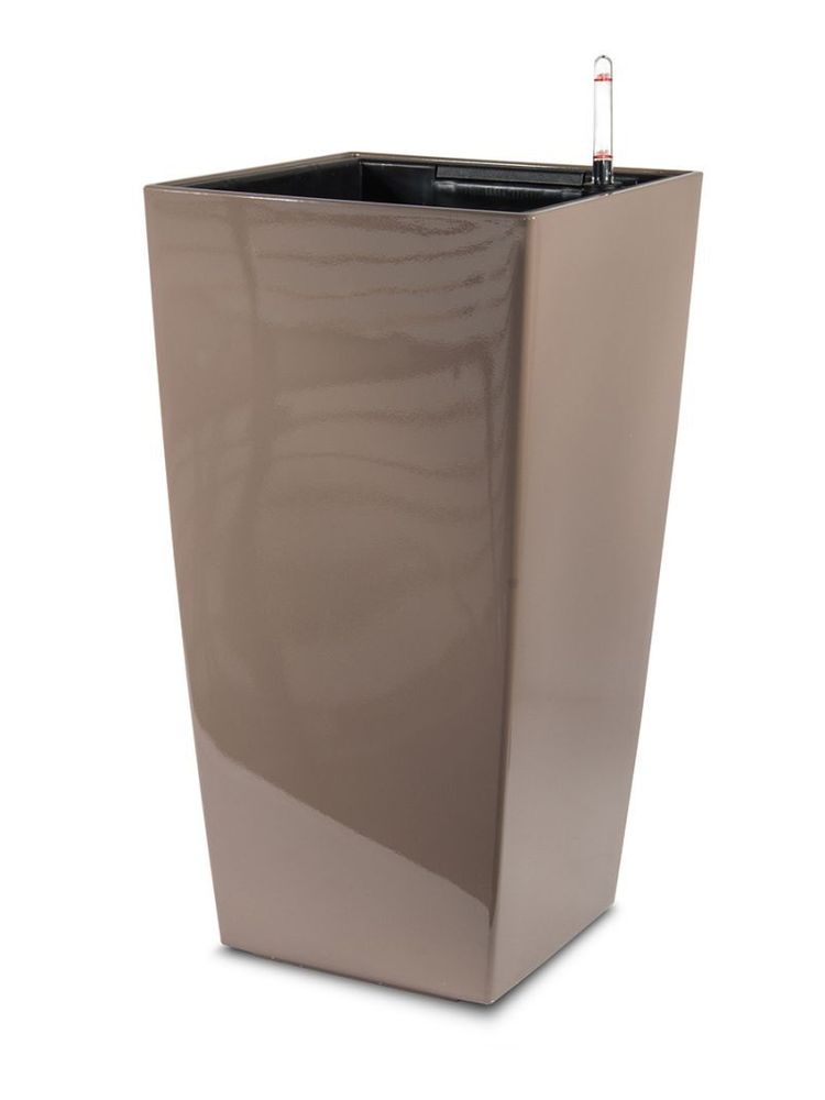 Кашпо Lechuza "Cubico Complete taupe high gloss" (пластик), 30x30xH56 см