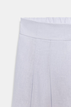 ZARA ШИРОКИЕ БРЮКИ ИЗ СМЕСОВОГО ЛЬНА С ЗАЩИПАМИ, СИРЕНЕВЫЙ
