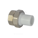 Муфта трубная PP-R комбинированная разъемная белая Дн 32х3/4" Ру25 наруж пайка/ВР VALFEX 10157220