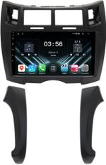 Магнитола для Toyota Vitz 2, Yaris 2 2005-2011 (рамка черная тип 2) - FarCar S280 монитор 9.5" IPS на Android 13, CarPlay