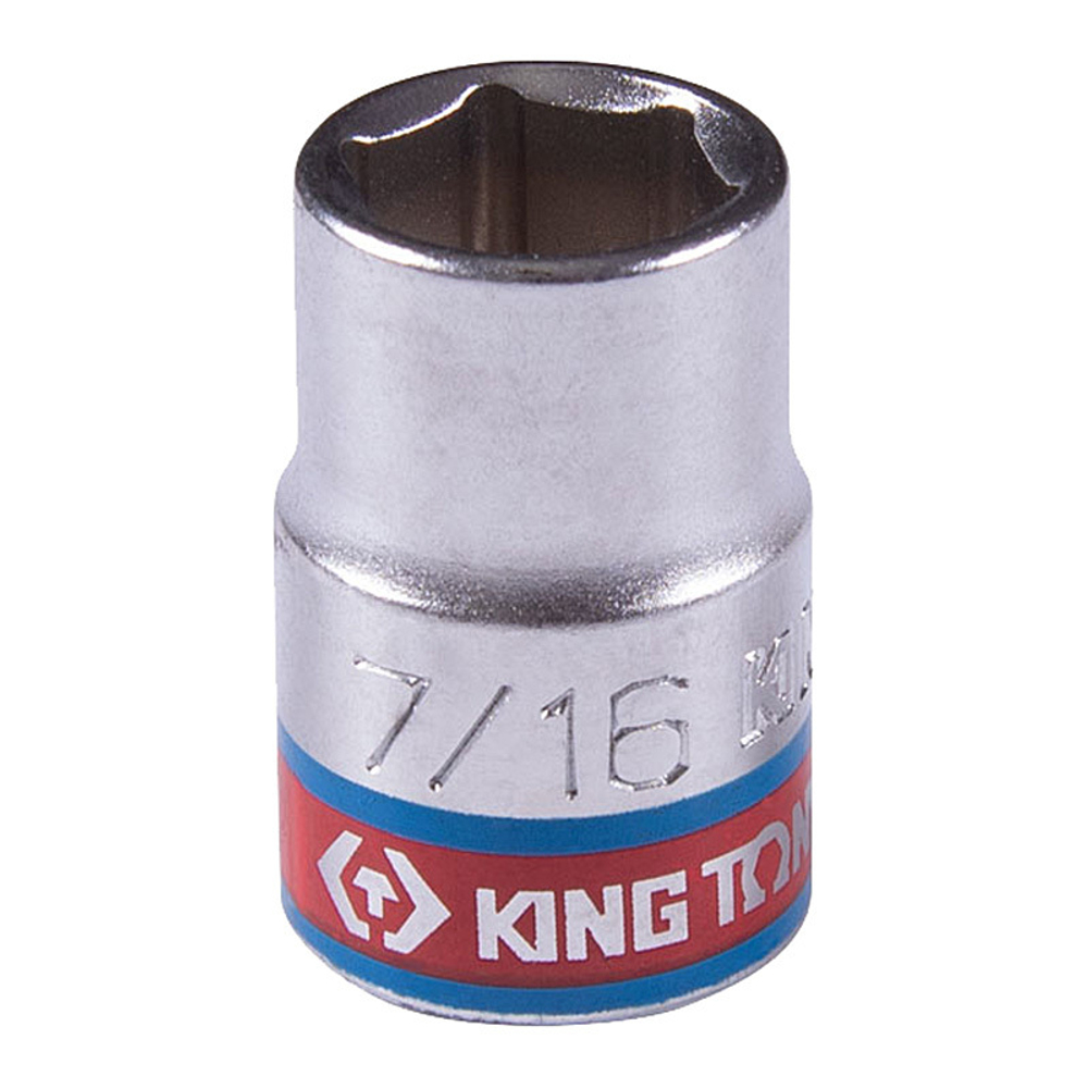KING TONY (333514S) Головка торцевая стандартная шестигранная 3/8", дюймовая 7/16"
