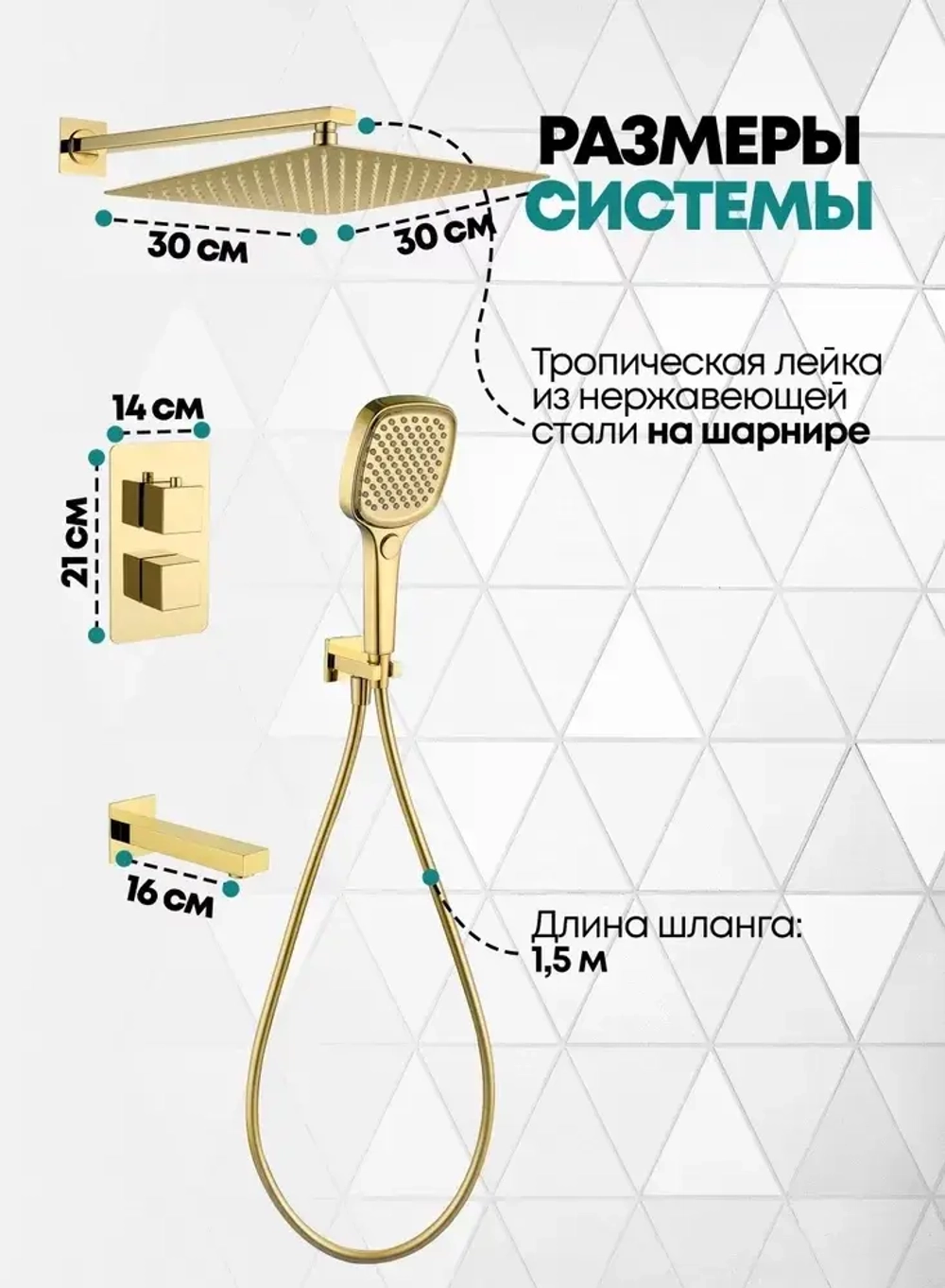 Душевая система скрытого монтажа Grocenberg GB5050GO с Термостатом Vernet (Франция)