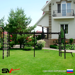 Уличная шведская стенка Sv Sport рукоход х 2 с комплектом турник прямой 2шт У55677 (Брусья/Стойка/Скамья/Деревянные/Кронш бокс/Сетка)