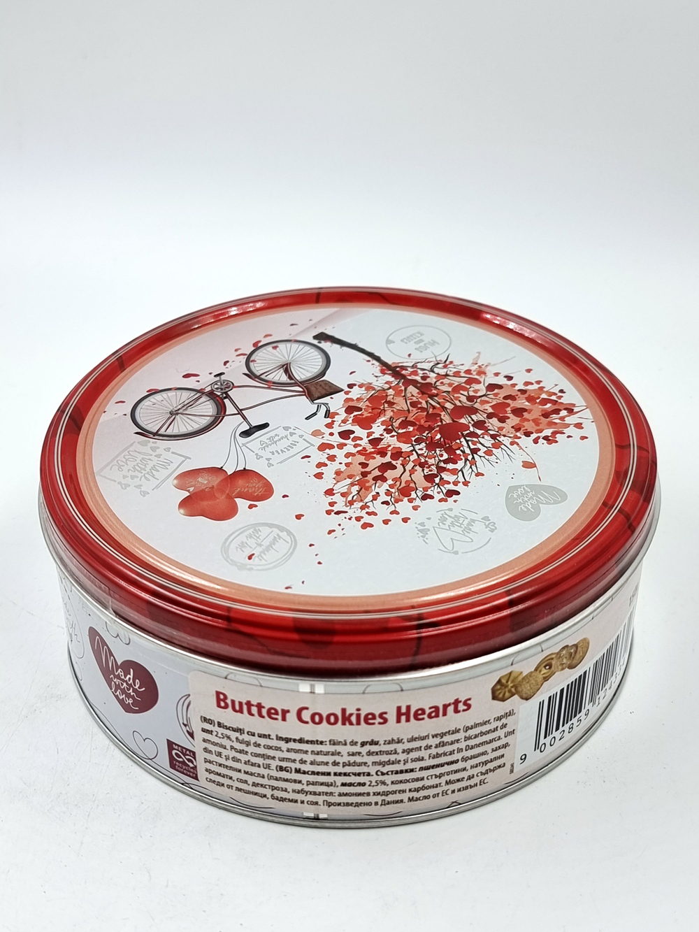 Песочное печенье на сливочном масле Butter Cookies "Hearts/Сердечки", 1 жестяная банка по 150 г (Дания)
