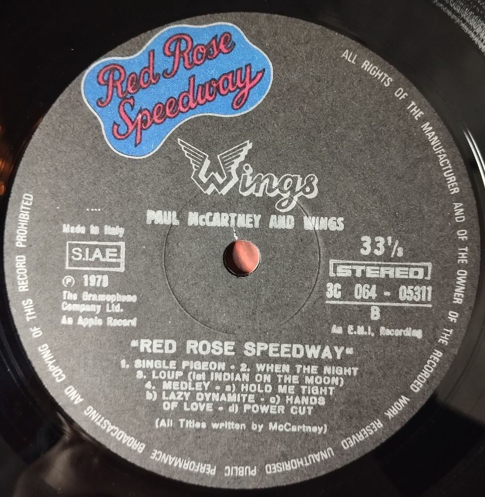 Винтажная виниловая пластинка LP Paul McCartney And Wings Red Rose Speedway (Italy 1973)