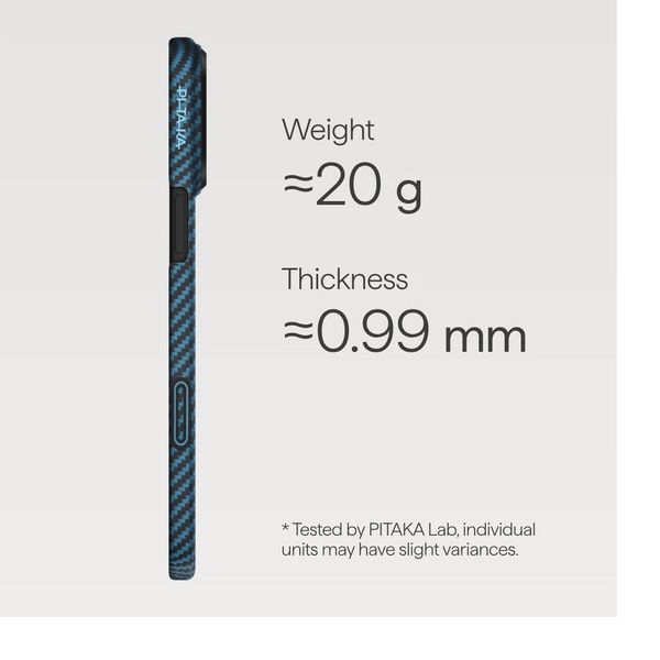 Чехол Pitaka Edge Case для iPhone 17 Pro, Синий | Black/Blue