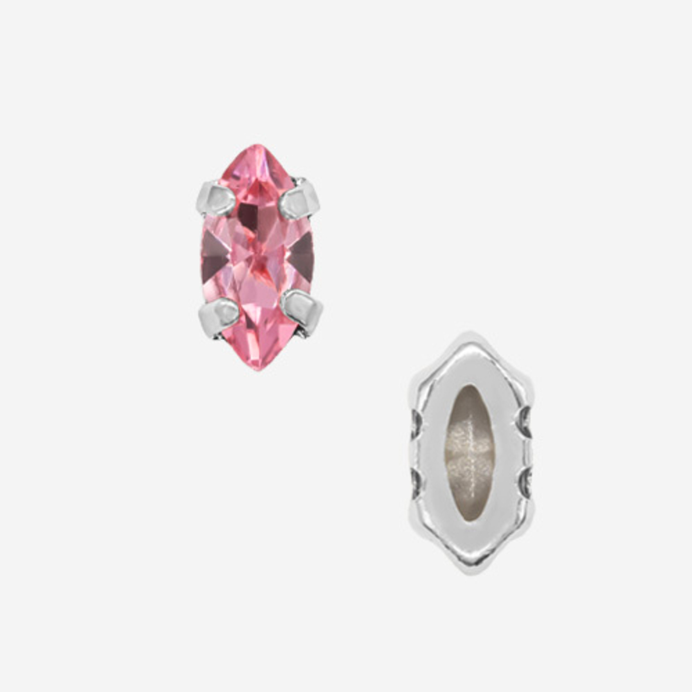 Кристалл Маркиз (Marquise Fancy Stone) в цапах, оттенок "Светлая Фуксия"/"Light Fuchsia", 6*3мм, родирование
