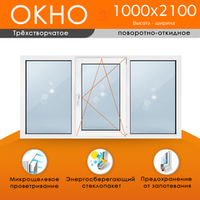 Пластиковое окно 1000 х 2100 ТермА Эко