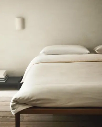 ZARA HOME САТИНОВЫЙ ПОДОДЕЯЛЬНИК, ЭКРЮ