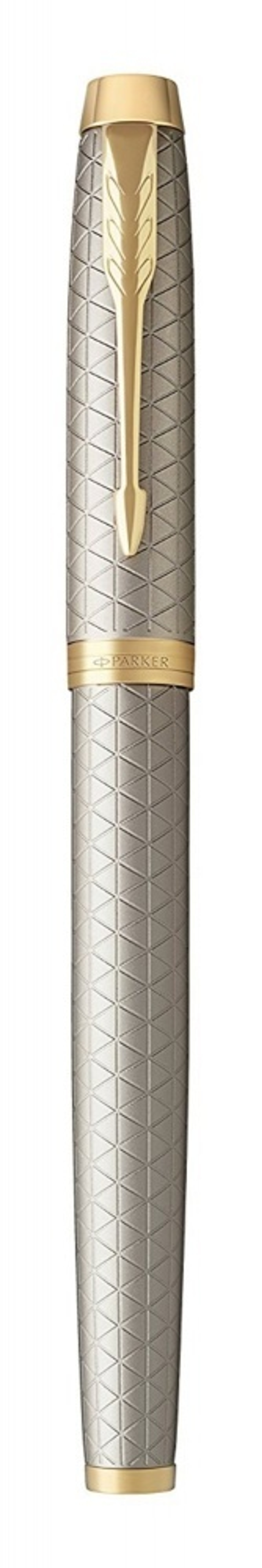 Перьевая ручка Parker IM Premium Warm Silver (grey)  GT, перо: F, цвет чернил: blue, в подарочной упаковке.