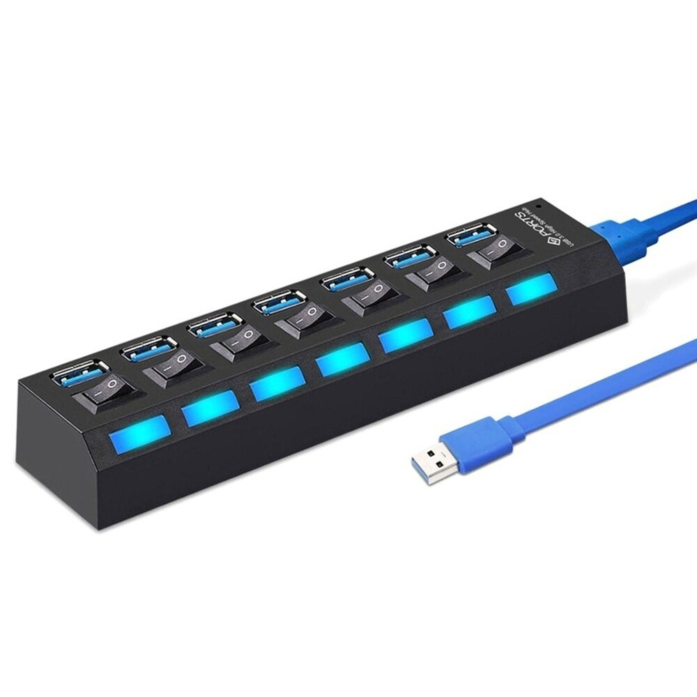 USB Хаб Smartbuy SBHA-7307-B с выкл 7 портов Black 3.0