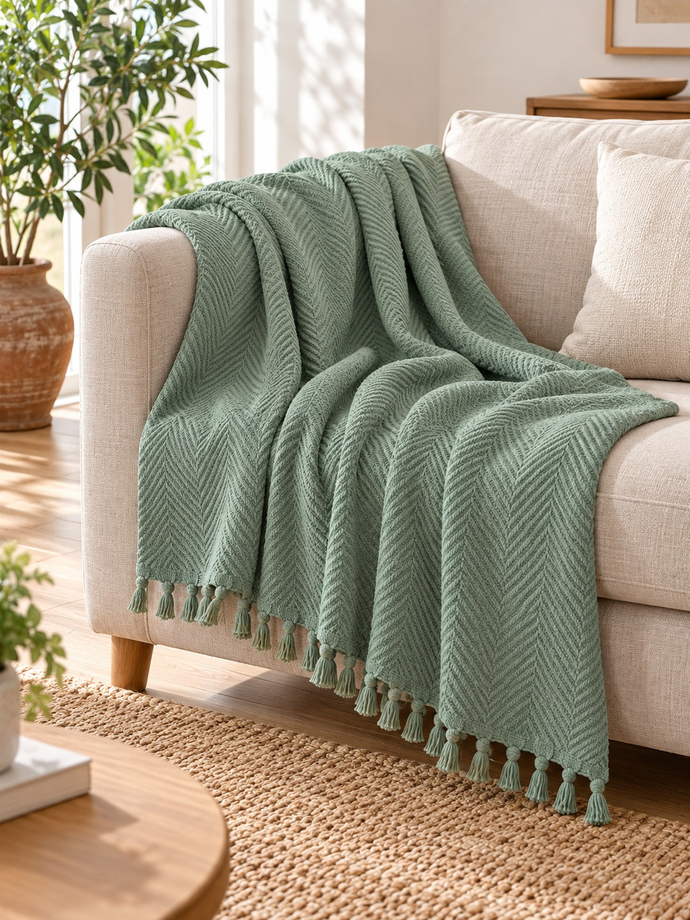 Velora Home Плед LUX Однотонный-2 мятный цвет 200х230 100% Хлопок — фото 1