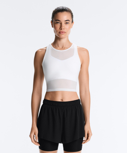 Oysho Майка Compressive с прозрачными деталями, белый