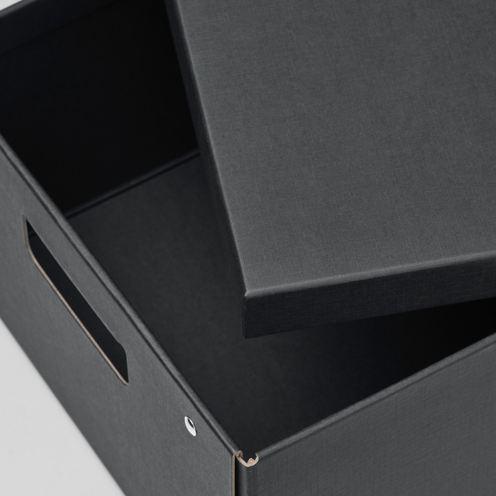 IKEA FJÄDERHARV  (ИКЕА ФЙЭДЕРХАРВ)  -  Коробка с крышкой - антрацит 25x35x16 см