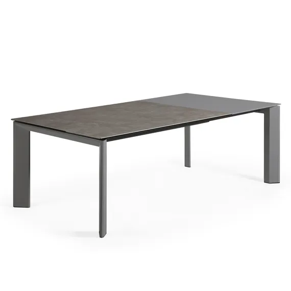 Стол раздвижной Atta 160-220x90 см, антрацит, серая керамика