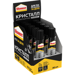 Клей Момент Контактный 873873 Кристалл водостойкий прозрачный шоу-бокс 30 мл | Клеи бытовые и универсальные
