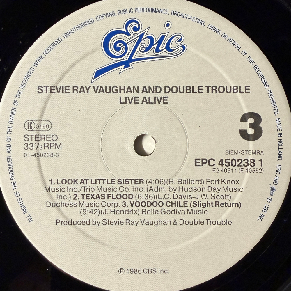 Stevie Ray Vaughan And Double Trouble – Live Alive 2LP (Голландия 1986г.)