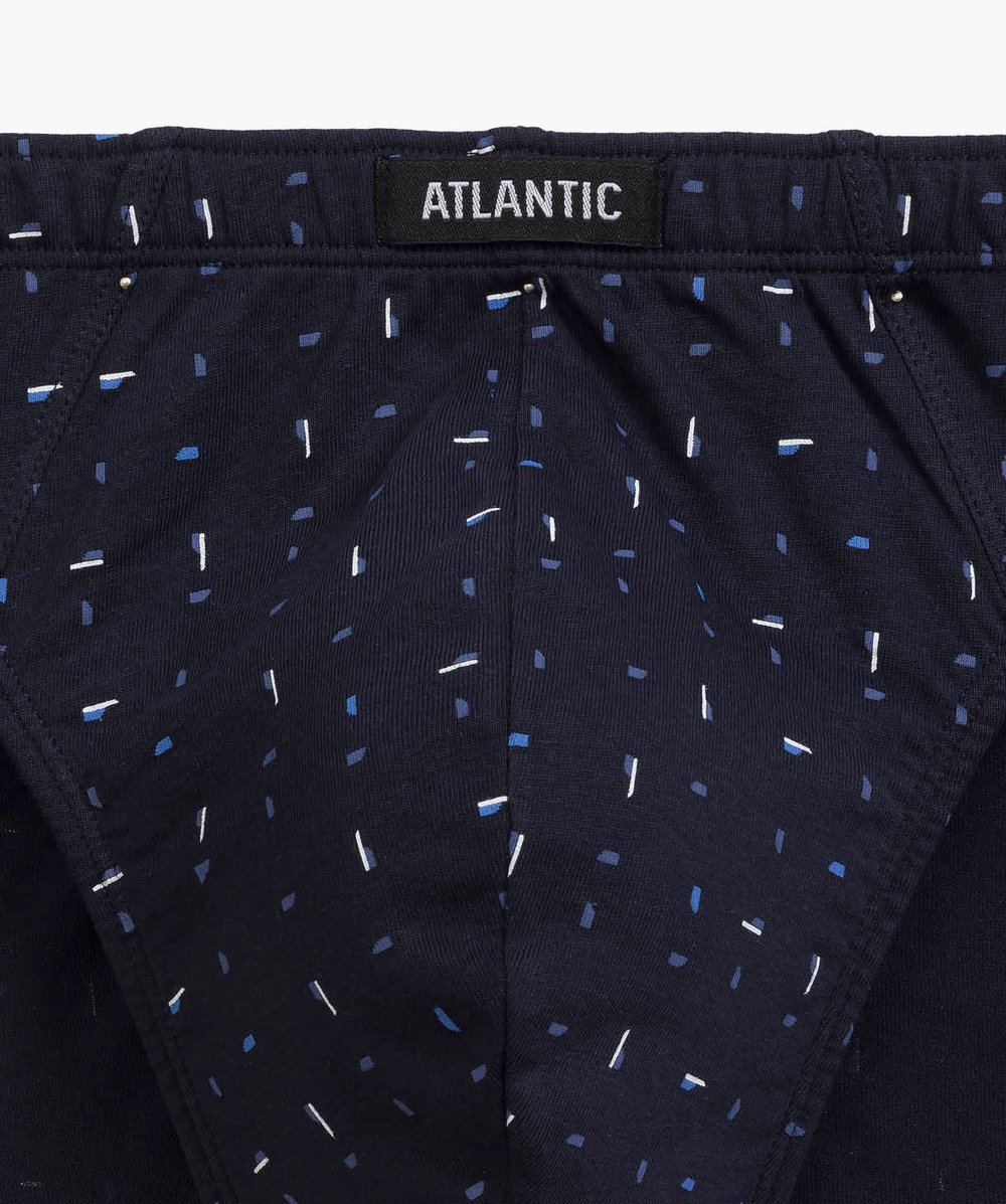 Мужские трусы слипы спорт Atlantic, набор 3 шт., хлопок, темно-синие + голубые, 3MP-176