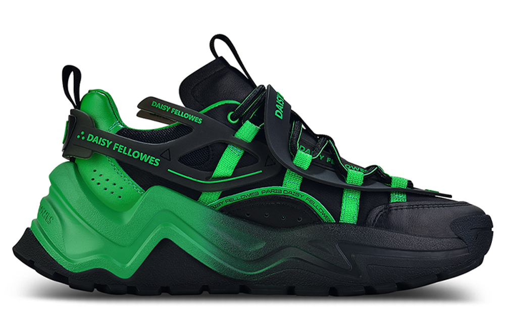 Daisy Fellowes Devil One Top Grain Cow Leather Chunky Sneakers Unisex Black Green