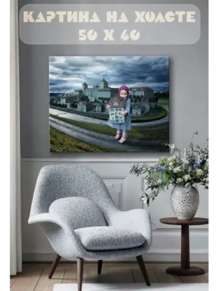 Картина на стену 40 X 50 Девочка город