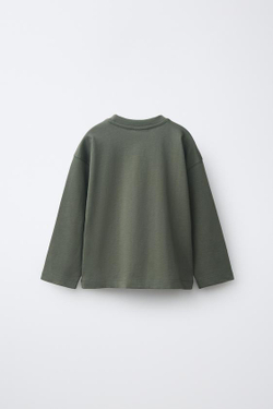ZARA ОДНОТОННЫЙ ЛОНГСЛИВ, ЗЕЛЕНЫЙ