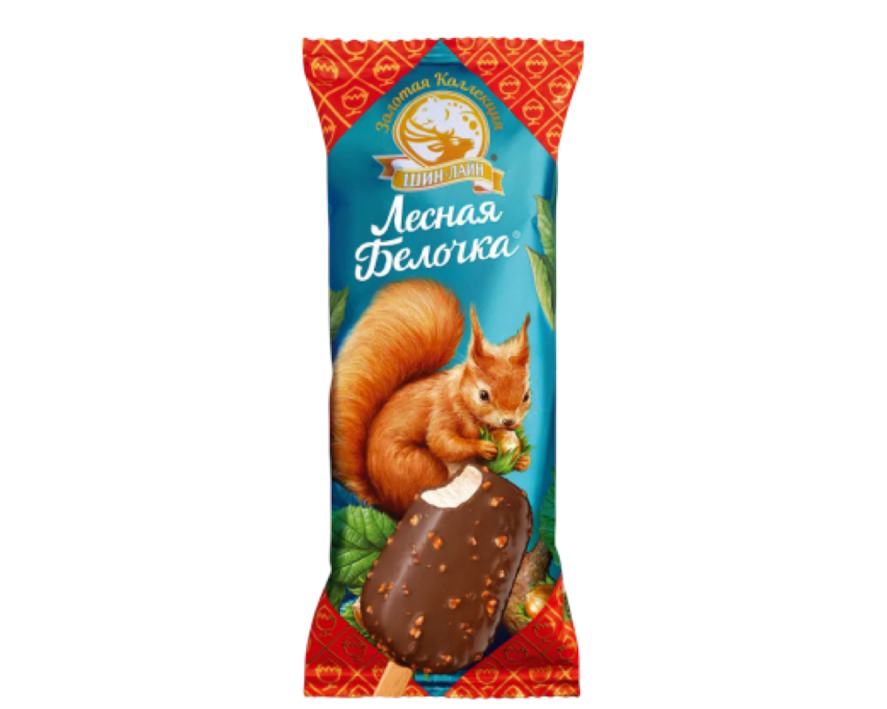 Мороженое Лесная Белочка эскимо глазир арахисом и фундуком 70гр