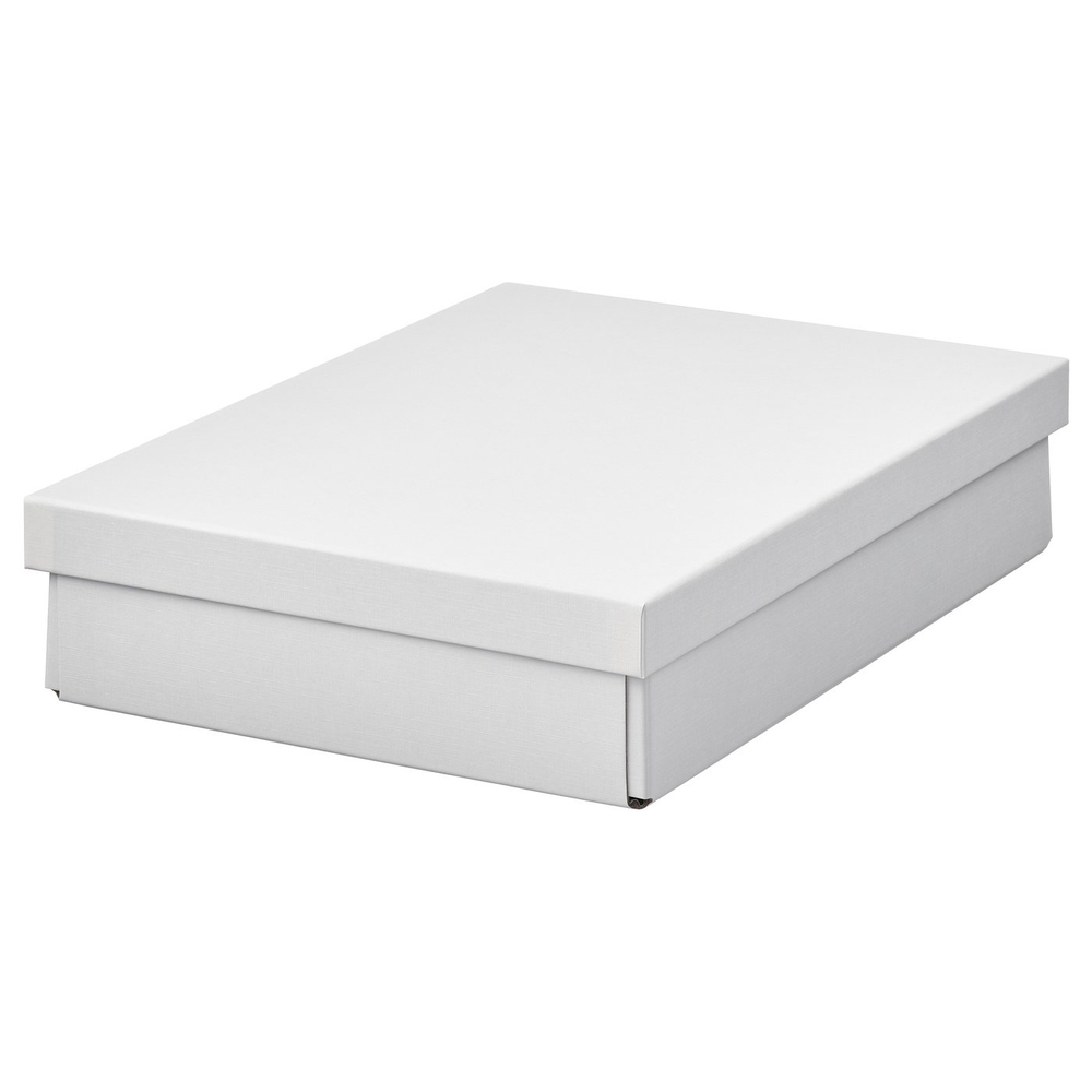 IKEA FJÄDERHARV  (ИКЕА ФЙЭДЕРХАРВ)  -  Коробка с крышкой - белый 25х35х8 см