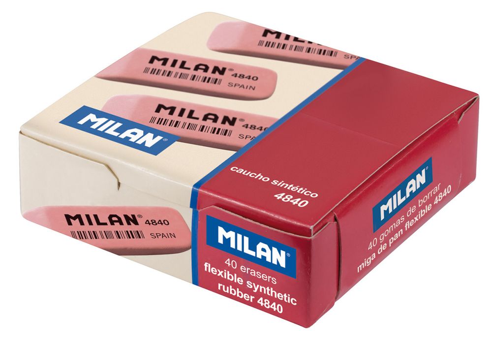 Ластик 4840 скошенный 5.2х1.9х0.8 см, 40 шт, CNM4840 розовый, Milan