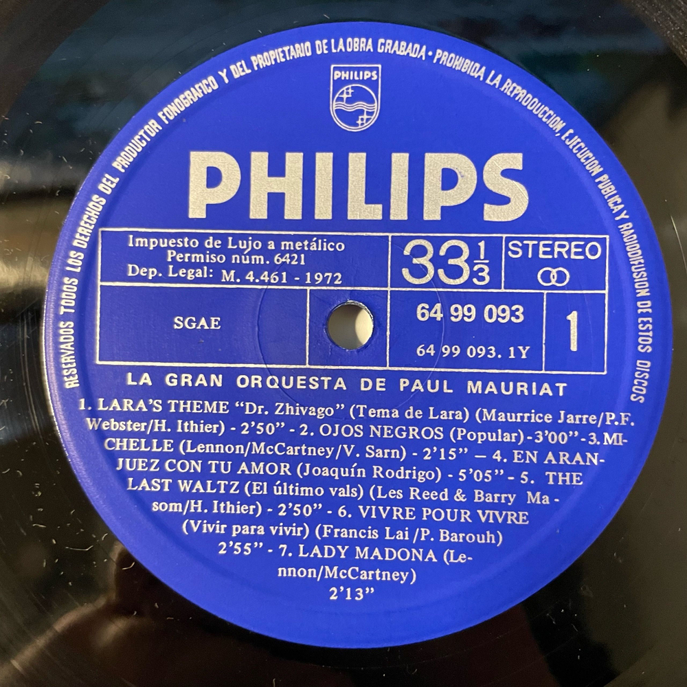 Винтажная виниловая пластинка LP Paul Mauriat La Gran Orquesta De Paul Mauriat (Испания 1972)