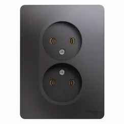 Розетка двойная без заземления Systeme Electric Glossa Графит GSL001320