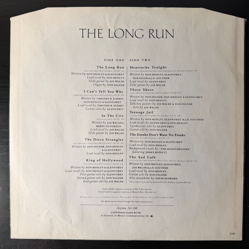 Eagles – The Long Run (Скандинавия 1979г.) Т
