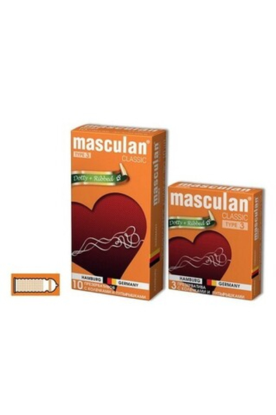 Презервативы Masculan тип 3 (с колечками и пупырышками10 шт) (Цвет: розовый)