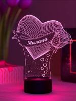 Ночник "Сердце с именем Милана" - любимой девушке