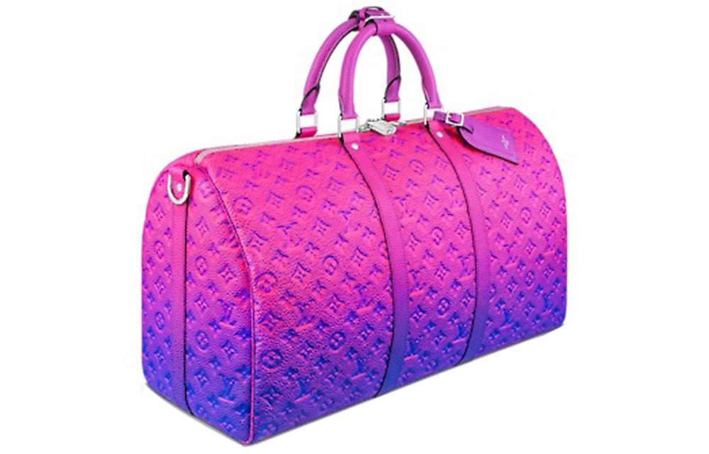 LOUIS VUITTON Keepall 50B Taurillon Illusion Blue/Pink