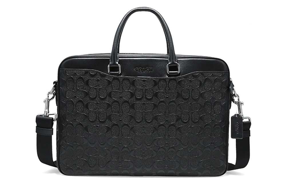 COACH Beckett Cow Leather Laptop Bag, Briefcase, Shoulder Bag, Crossbody Bag, Handbag Large Men"s Black