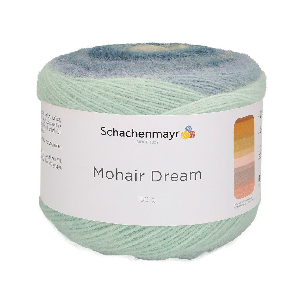Пряжа "Mohair Dream" 00083 Бежевый/зеленый/серый/синий/фиолетовый