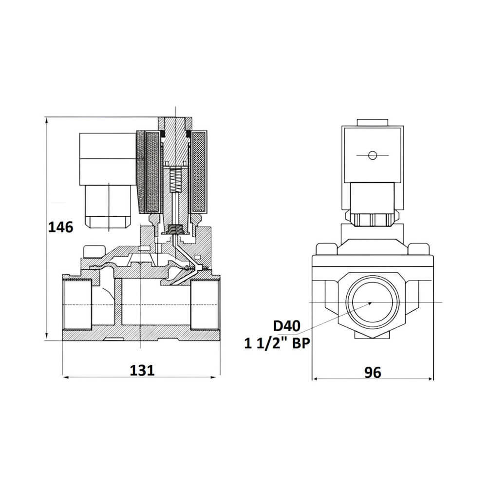 Соленоидный клапан Sanlixin 1 1/2" норм закрытый (SLP1DF02E1J40)