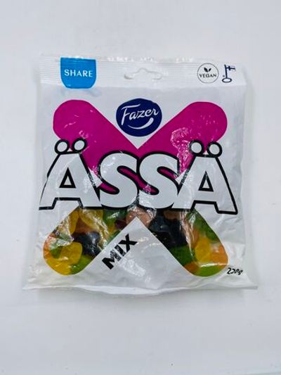 Конфеты жевательные Fazer "Assa MIХ" ассорти со вкусом салмиакки и фруктово-ягодным вкусом, 220 г
