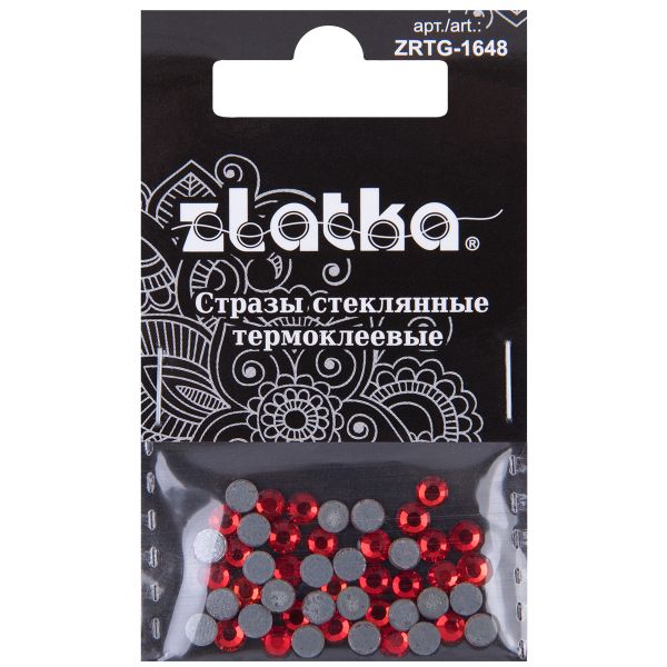 Стразы клеевые стекло 3.9 мм, 5х48 шт, SS16 №20 св.красный (Light Siam), Zlatka ZRTG-1648