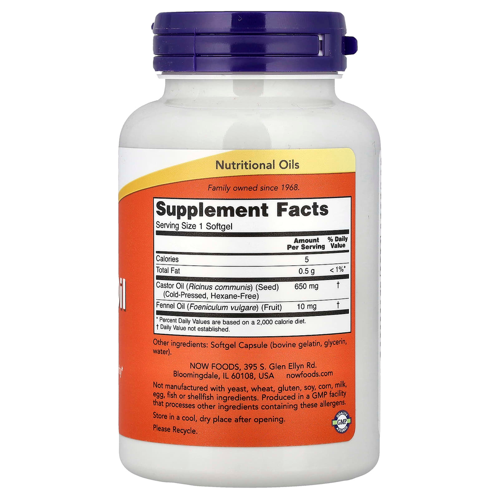 NOW Foods, касторовое масло, 120 капсул