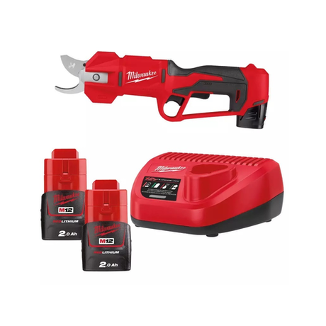 Аккумуляторный секатор Milwaukee M12 BLPRS-202 с двумя аккумуляторами B2 2.0 Ач и зарядным устройством C12 C 4933480115