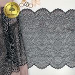 Кружево бельевое эластичное 240 мм / 120 метров, Premium 40992, цв.168 серебристый пион+черный, Kruzhevo