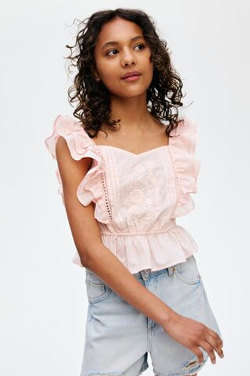 H&M Топ из хлопка, светло-розовый